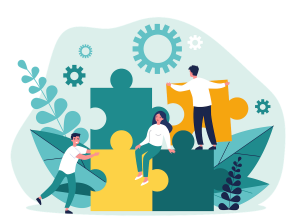 training-at-work-group-corporate-solutions Image of corporate team fitting together puzzle